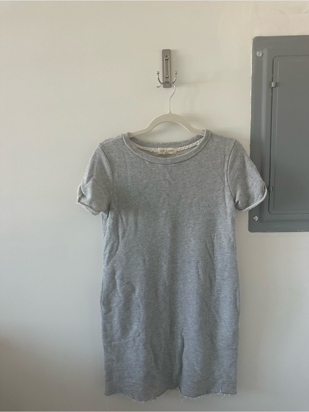 Casual Heather Gray Short Sleeve Sweatshirt Dress